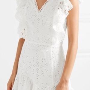 LoveShack Fancy Alanis Ruffled Broderie Anglaise Cotton Mini Dress Size 6